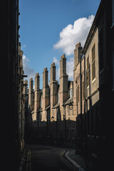 Historic buildings on Trinity Lane in Cambridge city, England