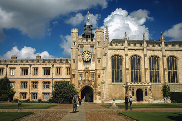 Clock Tower and Chapel of Trinity College, constituent college of the University of Cambridge,...