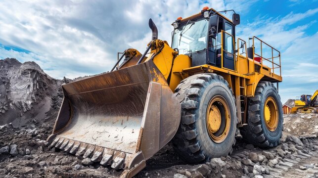 Yellow bulldozer at a construction site