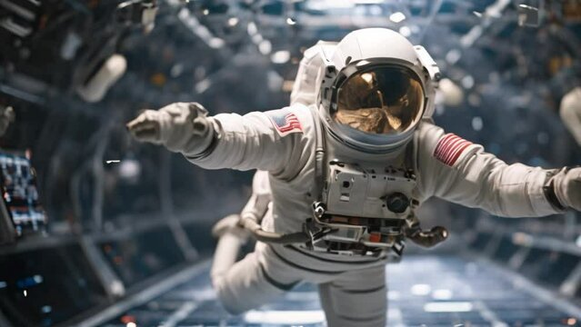 Astronaut floating in zero gravity