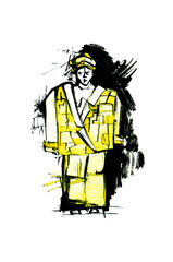 Woman in yellow clothes