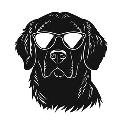 Golden Retriever - Vector black dog silhouette isolated
