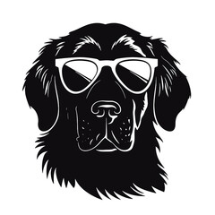 Golden Retriever - Vector black dog silhouette isolated