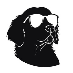 Golden Retriever - Vector black dog silhouette isolated