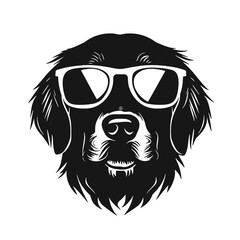 Golden Retriever - Vector black dog silhouette isolated