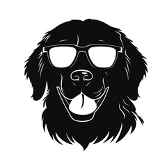 Golden Retriever - Vector black dog silhouette isolated