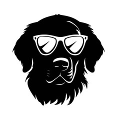 Golden Retriever - Vector black dog silhouette isolated