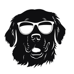 Golden Retriever - Vector black dog silhouette isolated