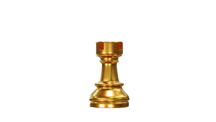 Fototapeta na wymiar golden chess rook 3D rendering