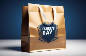 "HAPPY FATHER'S DAY" lettering on gift bag,plain background,paper gift bag,father's day
