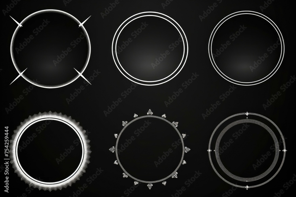 Poster Four circular frames on a black background. Perfect for adding text or images