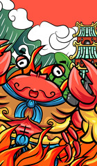 Original hand drawn cartoon delicious crab illustration poster material
