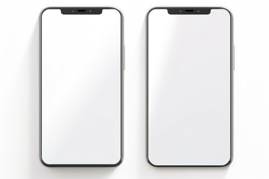 Minimalistic image of two Phones on a clean surface. Ideal for technology or communication concepts
