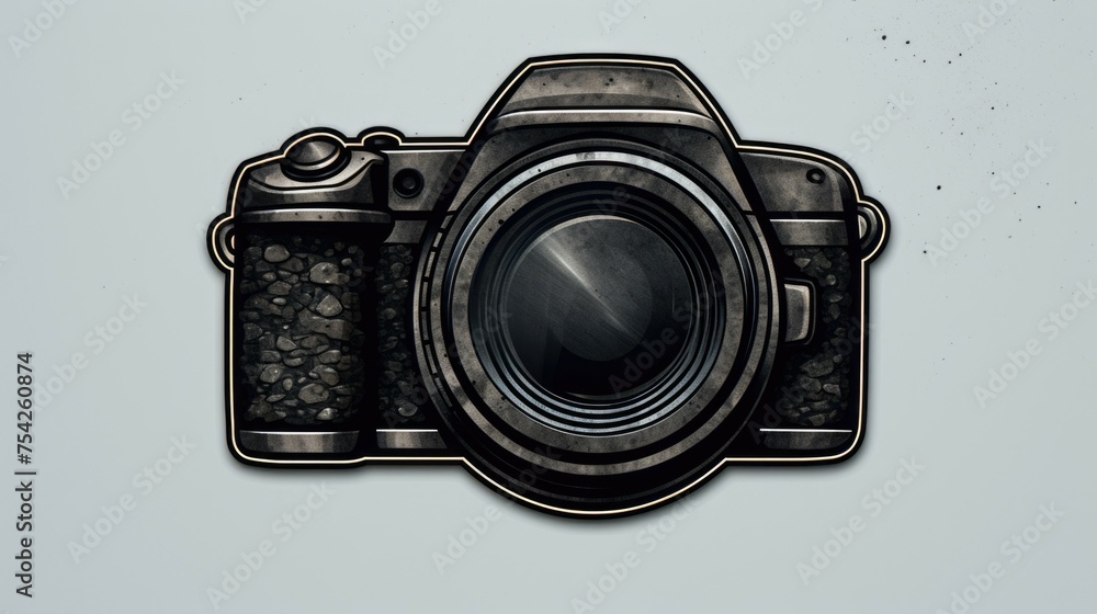 Poster A camera with a lens attached. Suitable for technology concepts