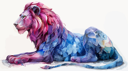 A majestic lion rendered in watercolor