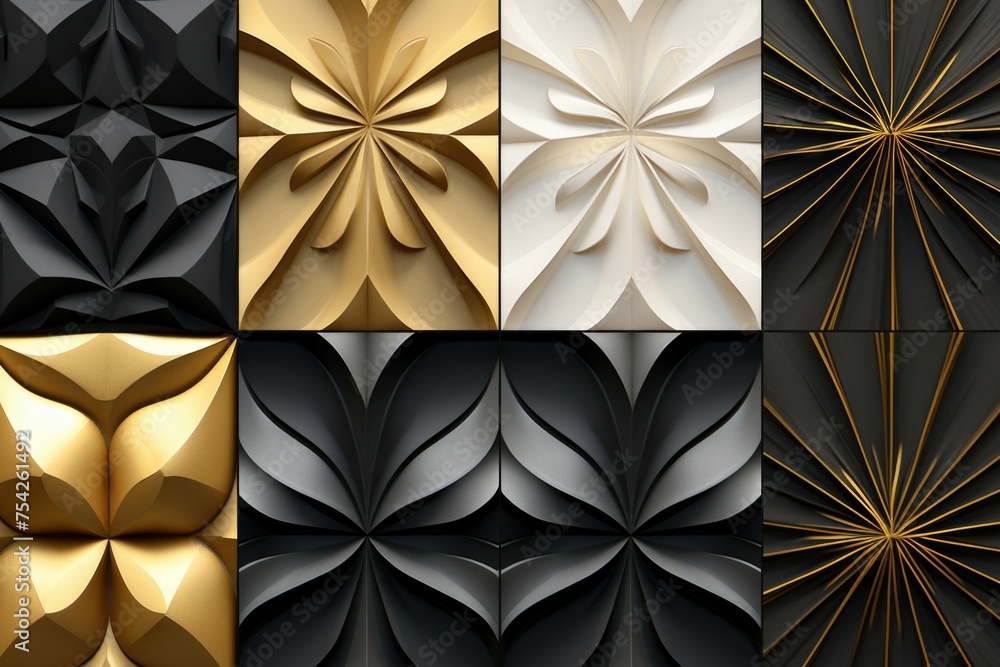 Poster a set of six different colored paper flowers. ideal for various creative projects
