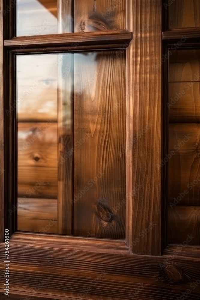 Poster close up of a window with a wooden frame. suitable for architectural and interior design concepts