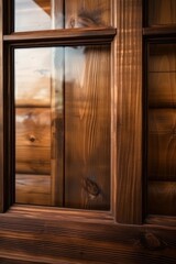 Close up of a window with a wooden frame. Suitable for architectural and interior design concepts
