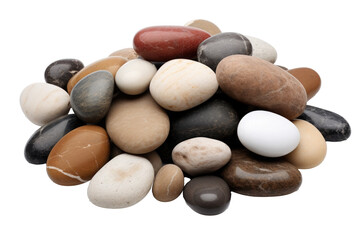 Fototapeta na wymiar Stones collection. Different kind of pebbles stones . Isolated on a transparent background. PNG cutout or clipping path.