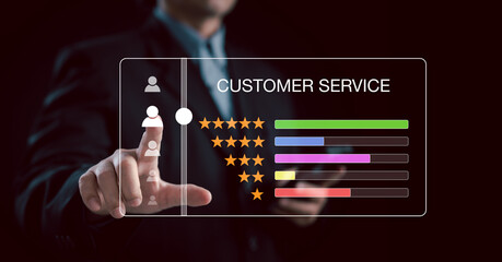 Client or consumer rating service experience on online application. customer review satisfaction...