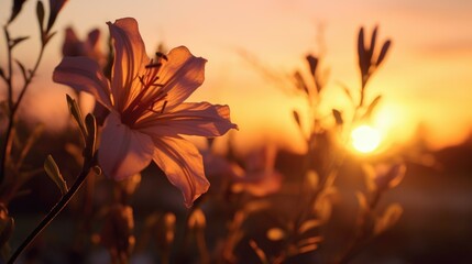 Beautiful flower with sun in background, perfect for nature themes