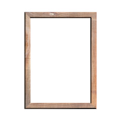 Obraz premium wooden frame with isolated white background. front view of classic wooden frame. for A4 image or text.