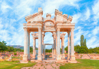 Famous Tetrapylon Gate in Aphrodisias - Aydin, Turkey