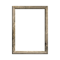 wooden frame with isolated white background. front view of classic wooden frame. for A4 image or text.