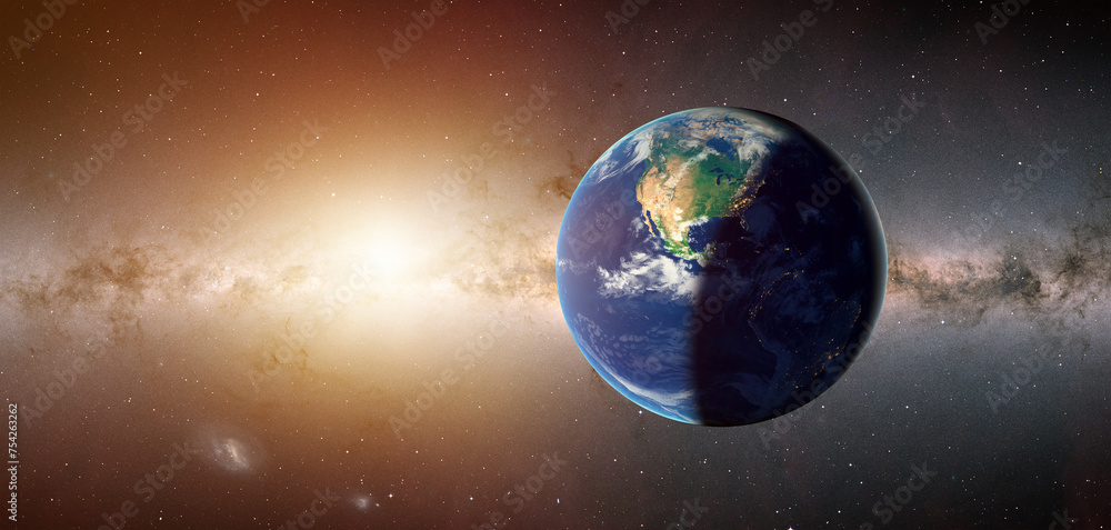 Poster planet earth with a spectacular sunset 