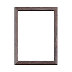 wooden frame with isolated white background. front view of classic wooden frame. for A4 image or text.