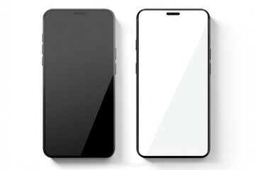 Two Phones, one black and one white, placed next to each other. Suitable for technology concepts