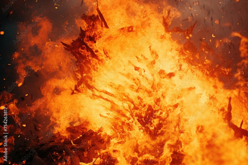 Poster a large fire with lots of flames, suitable for various uses