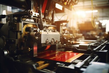 Fototapeta premium Detailed view of a machine in a factory, suitable for industrial concepts