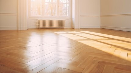 Obraz premium Simple empty room with window and radiator. Suitable for home renovation projects
