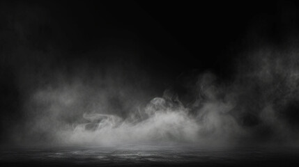 White smoke floating on a black background - obrazy, fototapety, plakaty