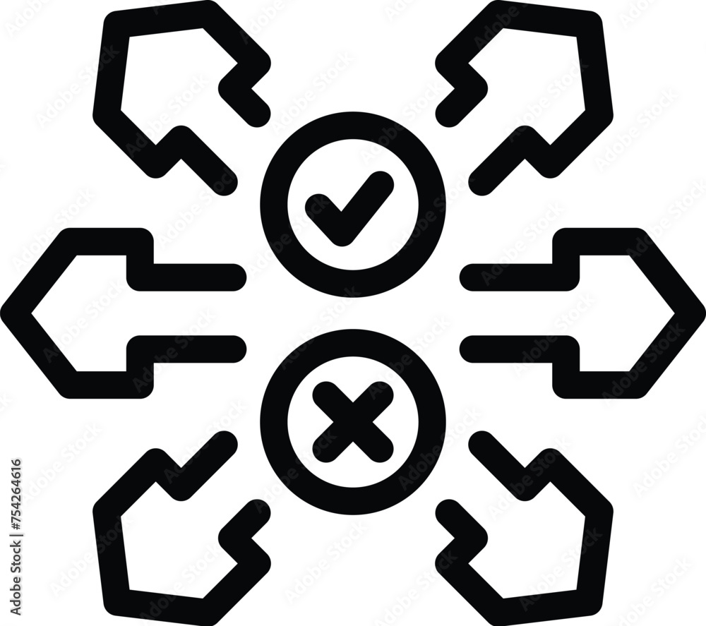 Poster solutions analysis icon outline vector. business brainstorming strategy. decision making process