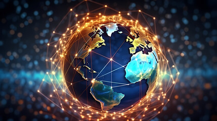 Global network connections background, world map, global business concept