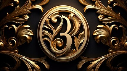 A stylish gold and black clock with the letter B design. Perfect for time management concepts