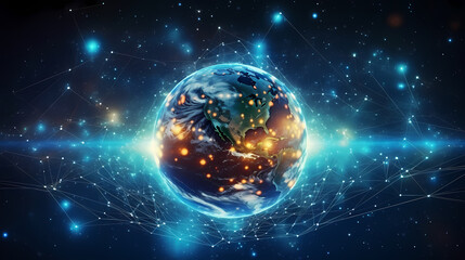 Obraz premium Global network connections background, world map, global business concept