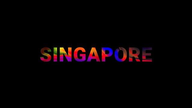 Mixed color letter capital name SINGAPORE CITY with colored spots floating inside.