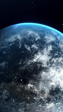 Earth Floating in Deep Space &ndash; Vertical Cinematic Animation