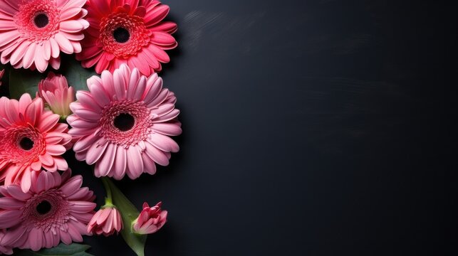 gerbera flower on pastel background with copy space