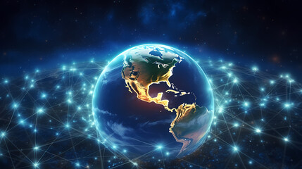 Obraz na płótnie Canvas Global network connections background, world map, global business concept