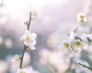 white Japanese apricot (Ume) in full blooming	
