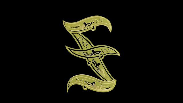 golden font letter z gold metallic logo spin loop transparent background