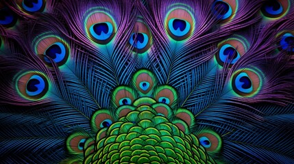 Obraz premium Image of a peacock's colorful feathers.