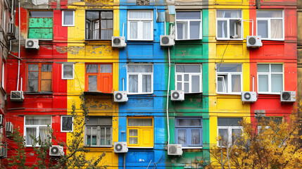 Colorful Facade of a Brutalist Building