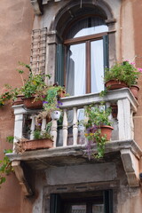 Fototapeta na wymiar balcony with flowers in pots