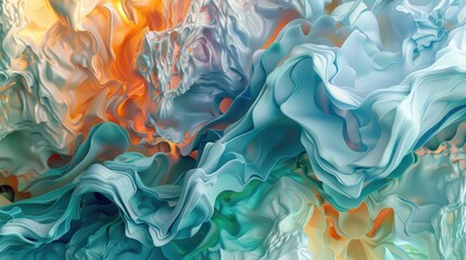 Cool tones flow together in a mesmerizing abstract fluid art pattern, reminiscent of oceanic forms...