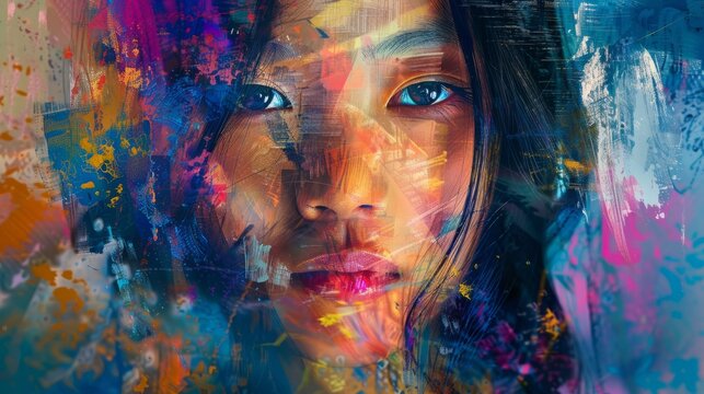 Abstract portrait of asian woman